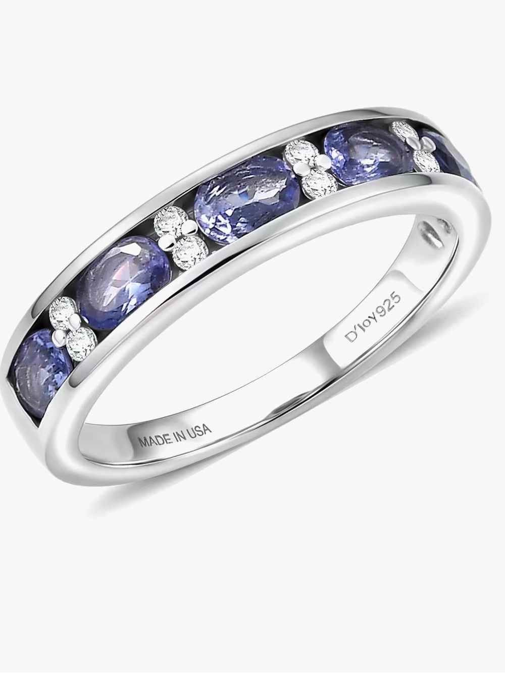 DJoy Womens Tanzanite/White Zircon Purple/Silver Ring 925 Silver Over Brass Sz 6